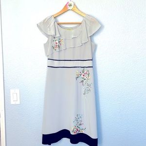 Anthropologie Silk Embroidered Dress